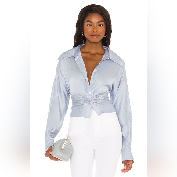 12. SONG OF STYLE MILA BLOUSE IN ICY BLUE - Picture 1 of 7